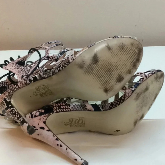 Athena Pink & Black Sexy Lace Up Stilettos - Picture 6 of 8